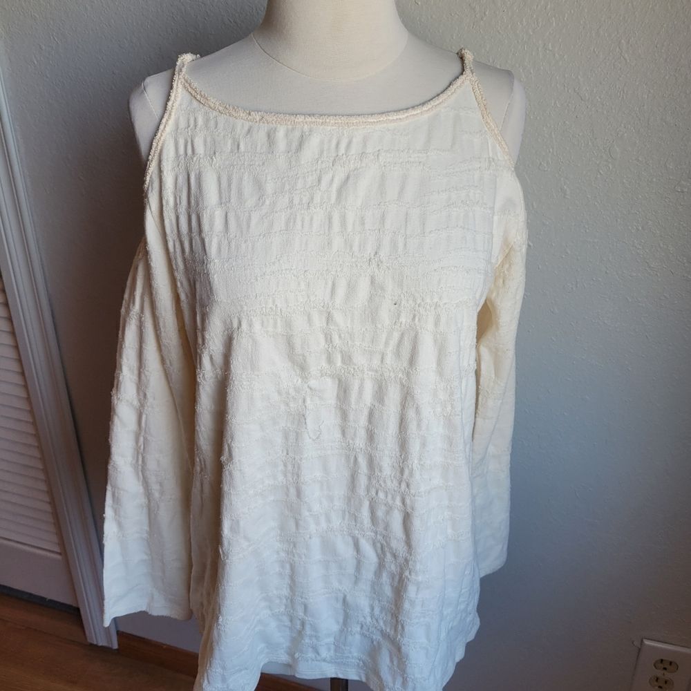 Max Studio Cream Cold Shoulder Blouse NEW